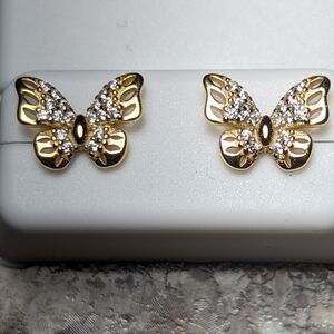 Gold over silver butterfly earrings
